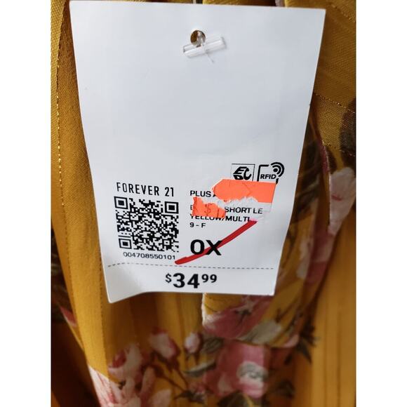 Forever 21 Sheath Dress Womens OX Yellow Floral Keyhole Back Bow Sweetheart Neck - Picture 6 of 14